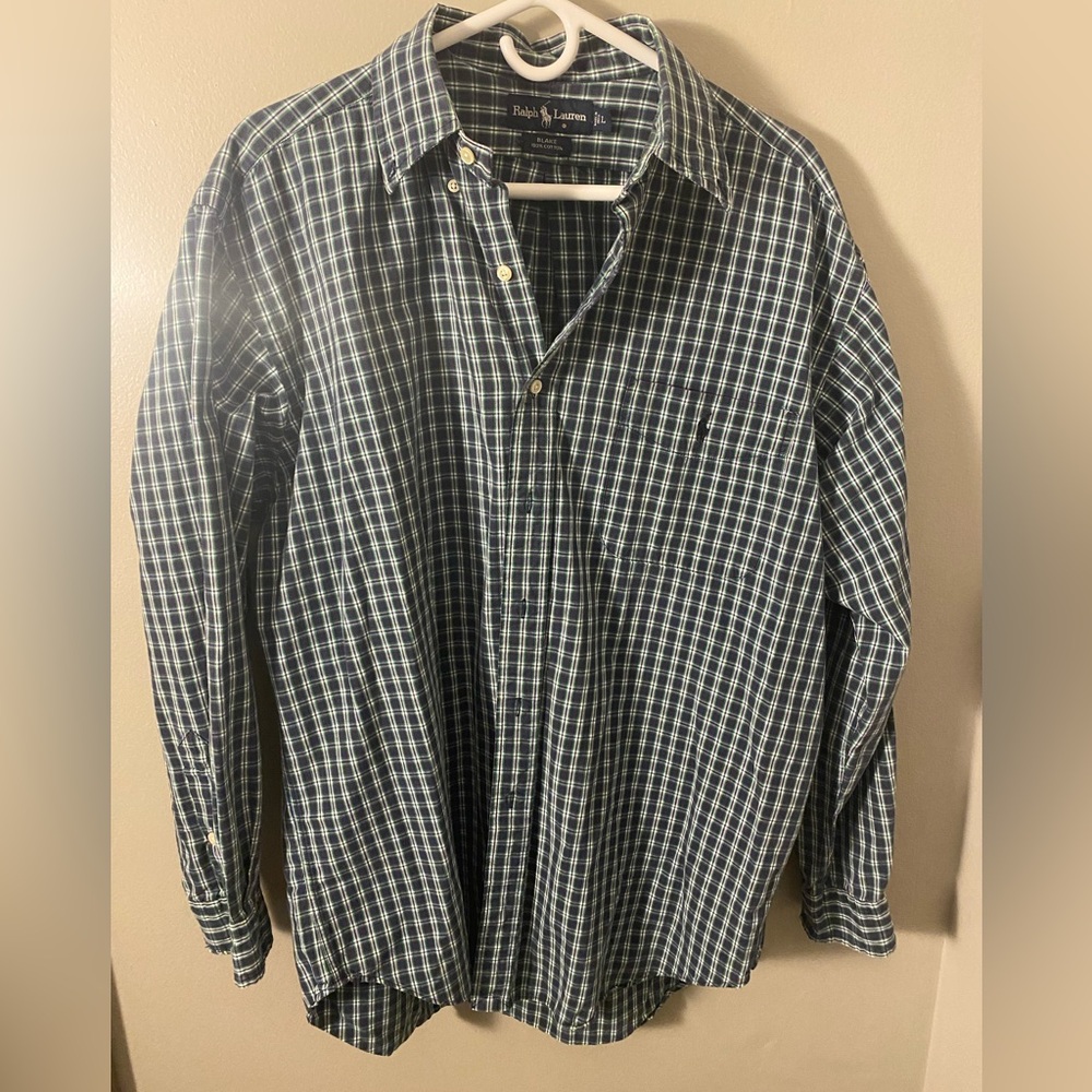 Ralph Lauren Blake checkered button down Tall Large excellent condition